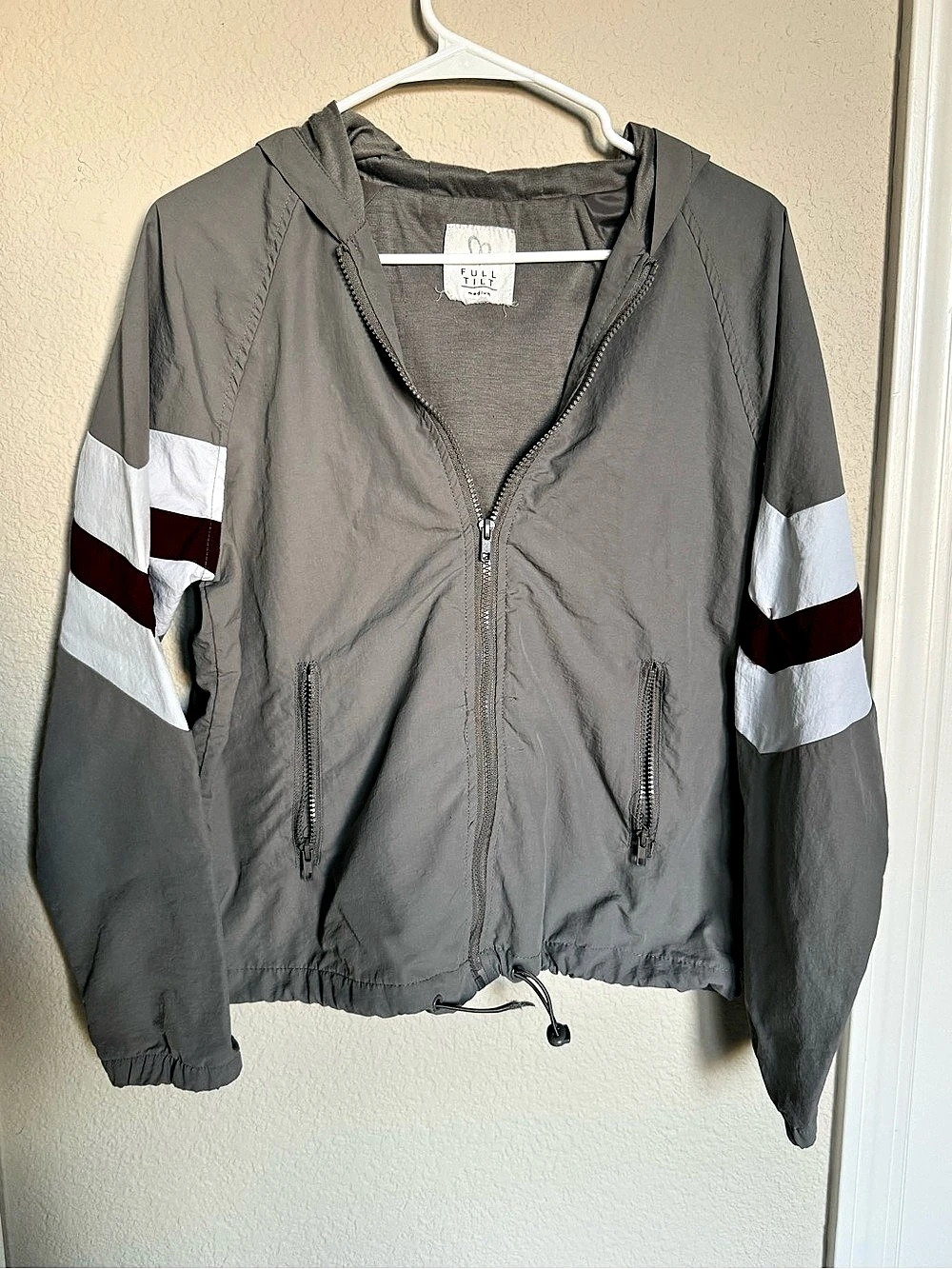 Full Tilt Windbreaker Grey, White & Maroon